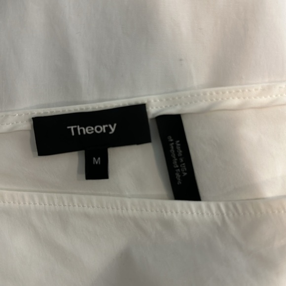 Theory White Crisp Ulrika One-Shoulder Asymmetric Shoulders Blouse Size Medium - Picture 7 of 9